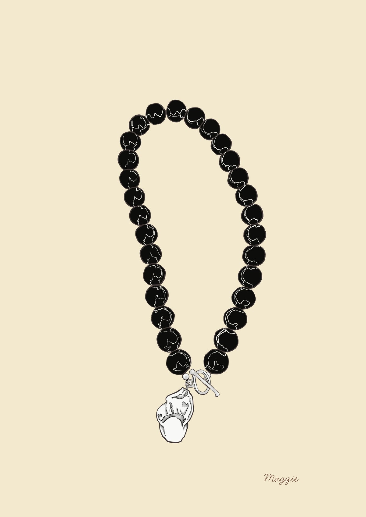 Maggie Necklace – Black Onyx & Freshwater Pearl