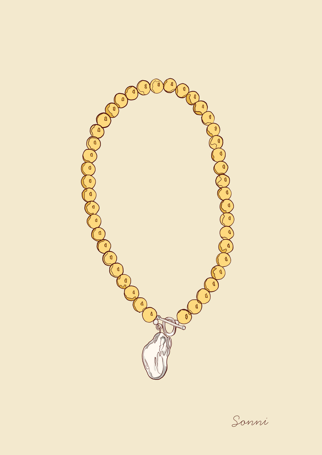 Sonni Necklace – Yellow Jade & Freshwater Pearl