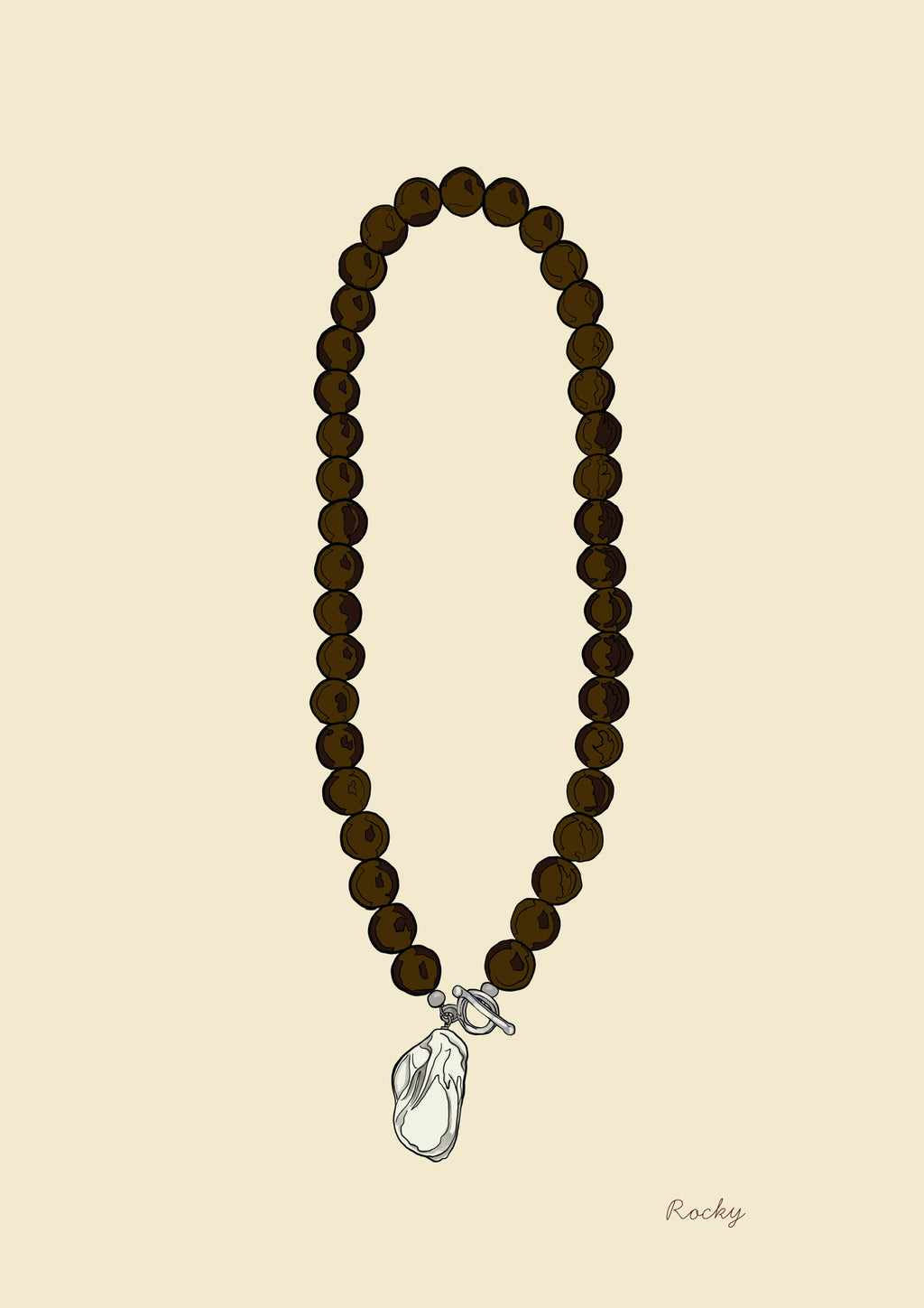 Rocky Necklace – Smoky Quartz & Freshwater Pearl