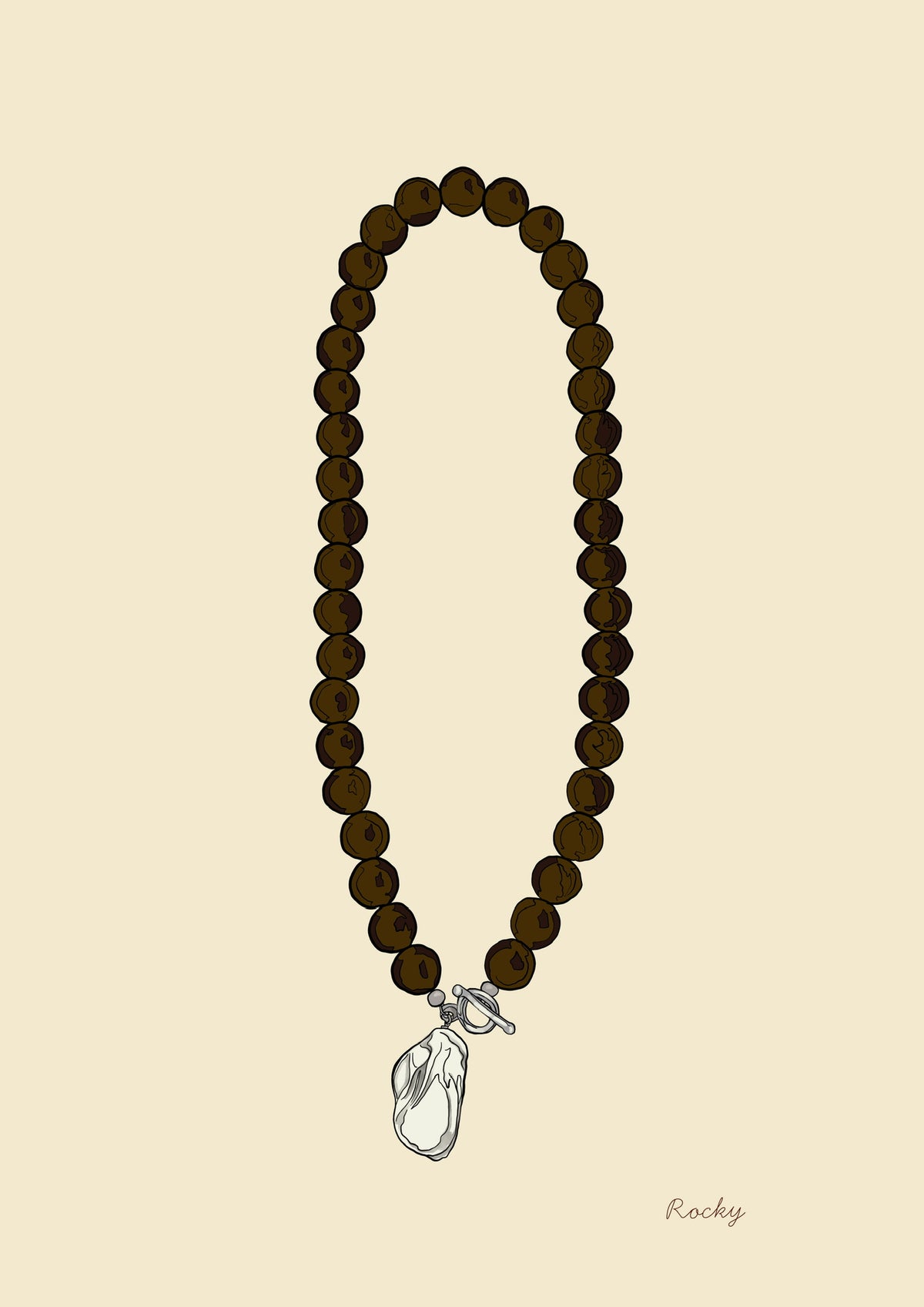 Rocky Necklace – Smoky Quartz & Freshwater Pearl