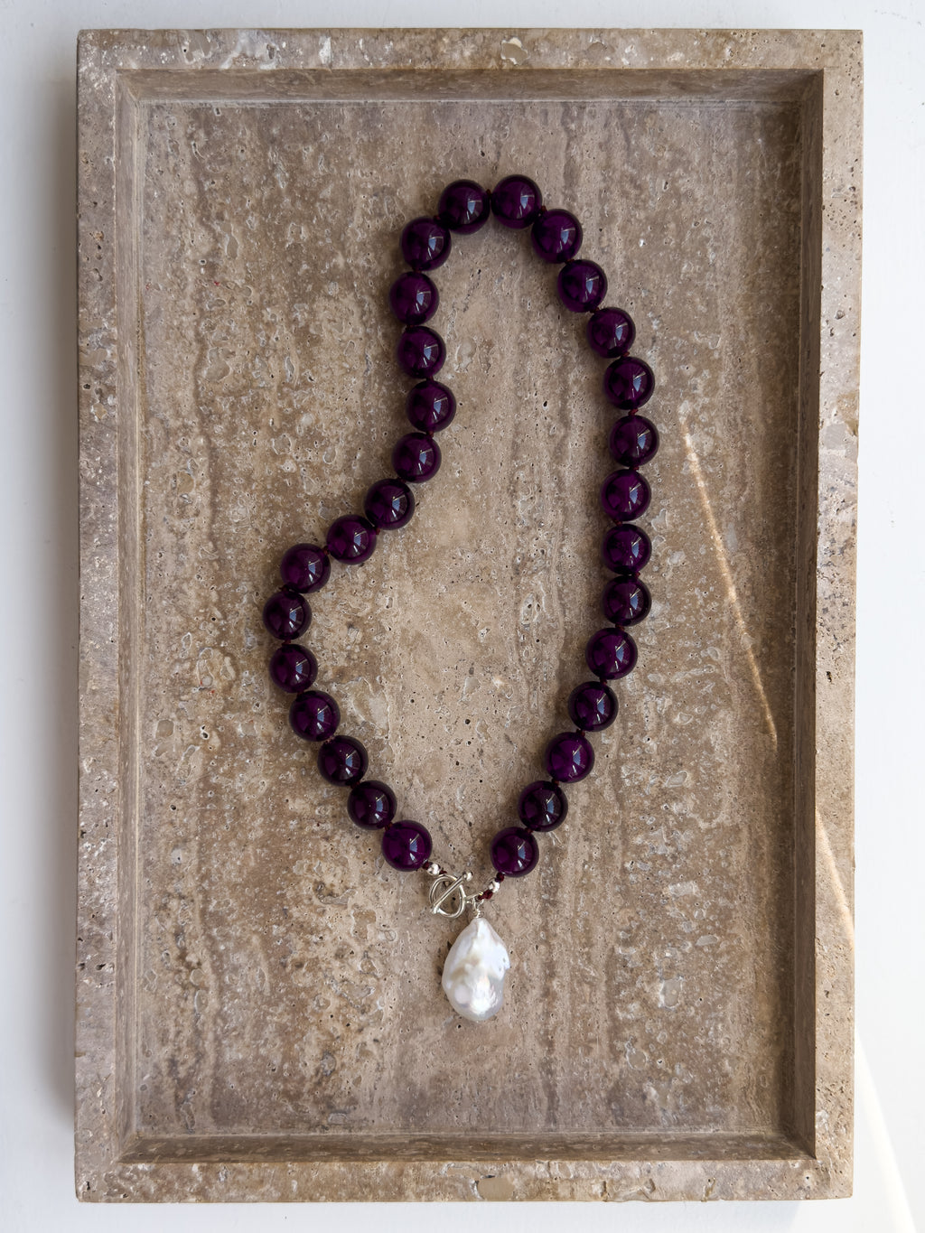 Lily amethyst and freshwater pearl sterling silver necklace – SAKRI
