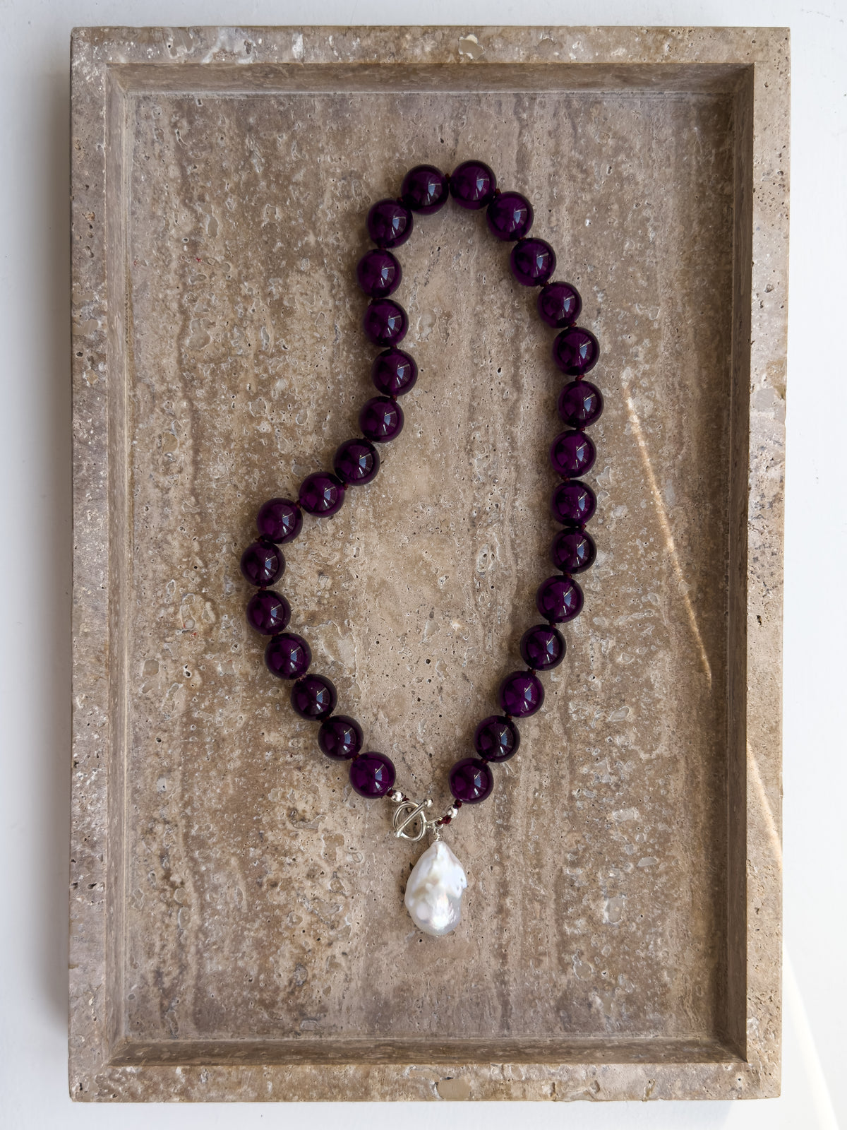 Lily amethyst and freshwater pearl sterling silver necklace – SAKRI