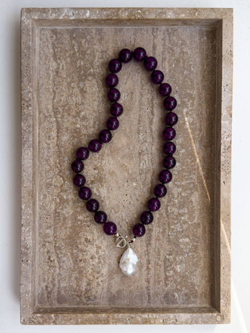 Lily amethyst and freshwater pearl sterling silver necklace – SAKRI