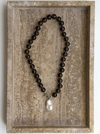 Rocky smoky quartz and pearl sterling silver necklace – SAKRI