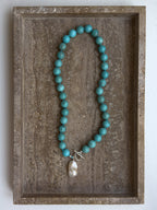 Tammy turquoise howlite and freshwater pearl sterling silver necklace – SAKRI