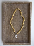 Sonni yellow jade and freshwater pearl sterling silver necklace – SAKRI