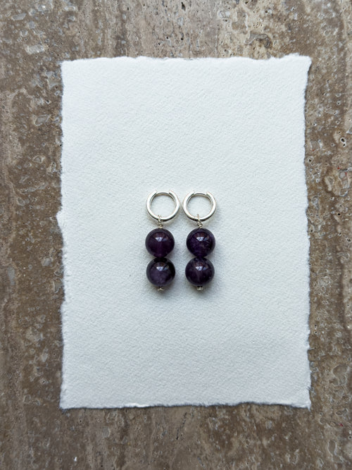 Lily amethyst hoop earrings in sterling silver – SAKRI