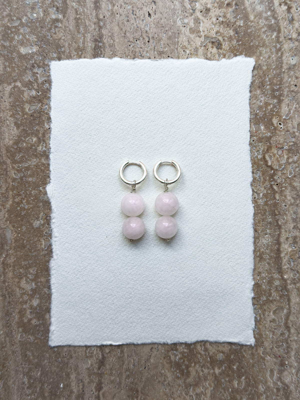 Rosie rose quartz hoop earrings in sterling silver – SAKRI
