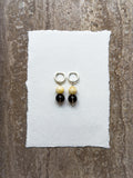 Hazel yellow jade and smoky quartz hoop earrings – SAKRI