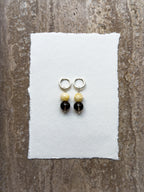 Hazel yellow jade and smoky quartz hoop earrings – SAKRI