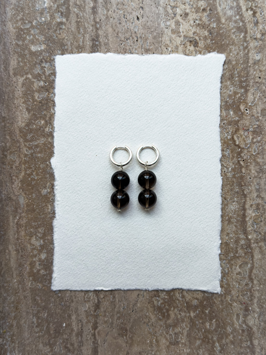 Rocky smoky quartz hoop earrings in sterling silver – SAKRI