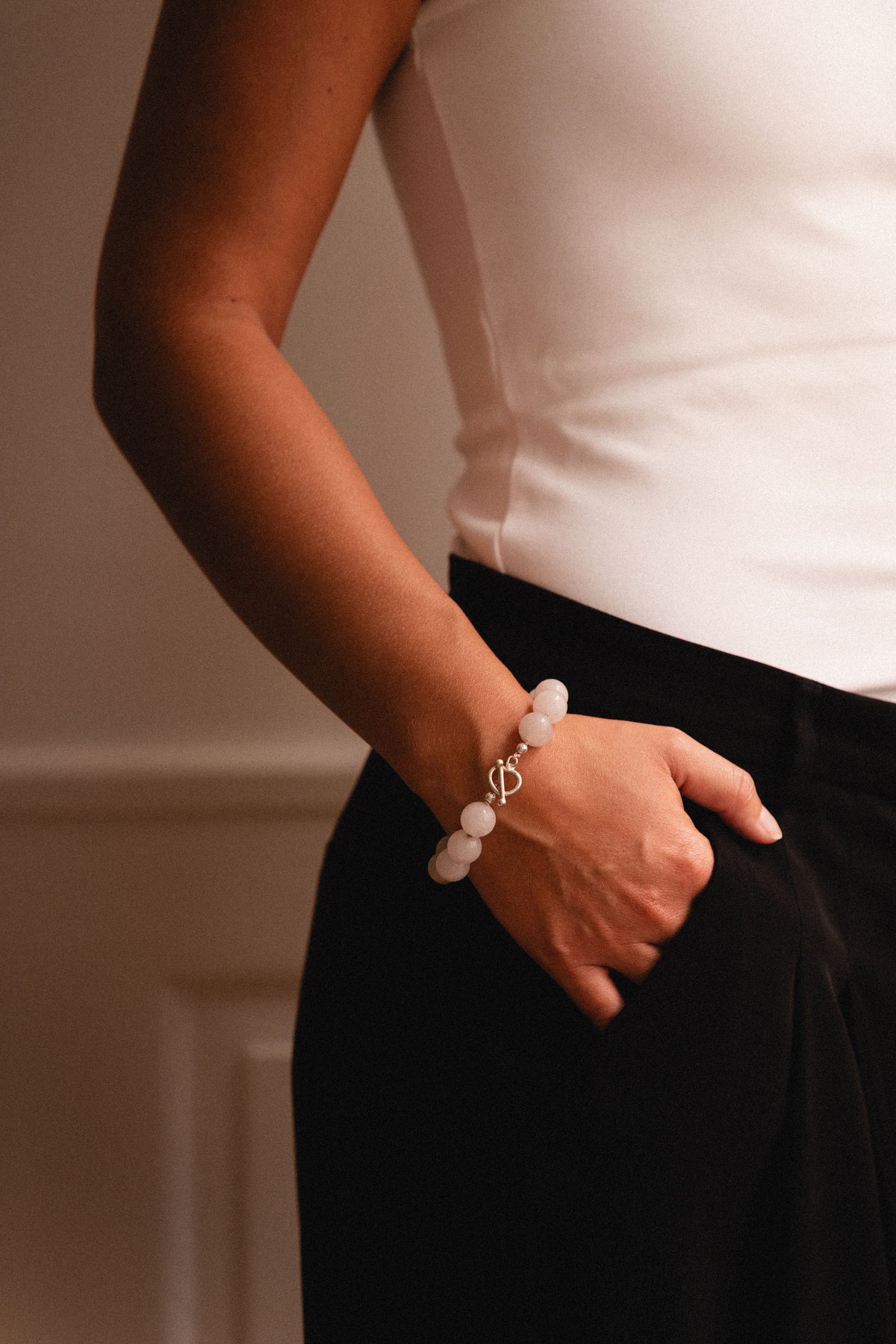 Rosie Bracelet – Rose Quartz & Sterling Silver