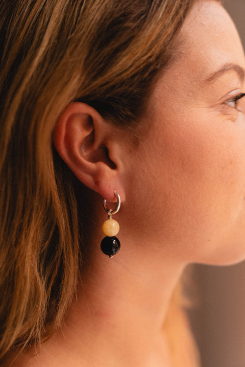 Bee Knots – Black Onyx & Yellow Jade