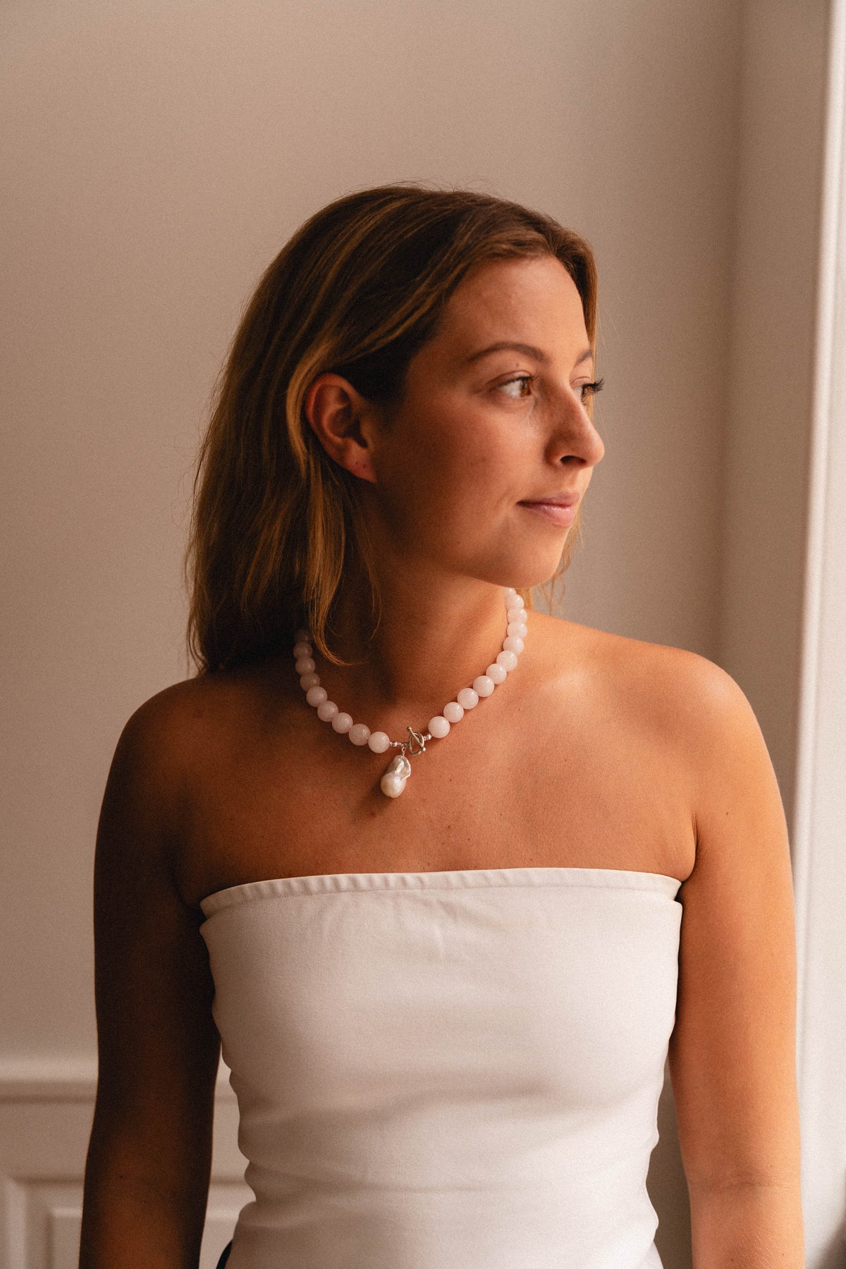 Rosie Necklace – Rose Quartz